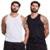 Kit 2 Camisas Regatas Masculina Lisa - Branco+Preto