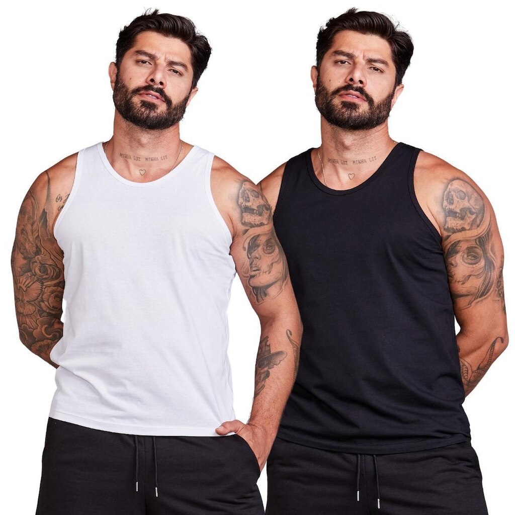 Kit 2 Camisas Regatas Masculina Lisa
