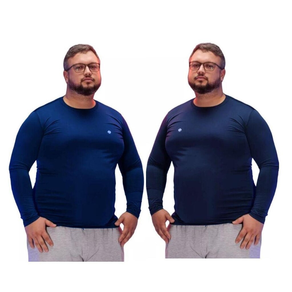 Kit 2 Camisas Térmica Masculina Plus Size Uv50+ Segunda Pele Proteção Solar