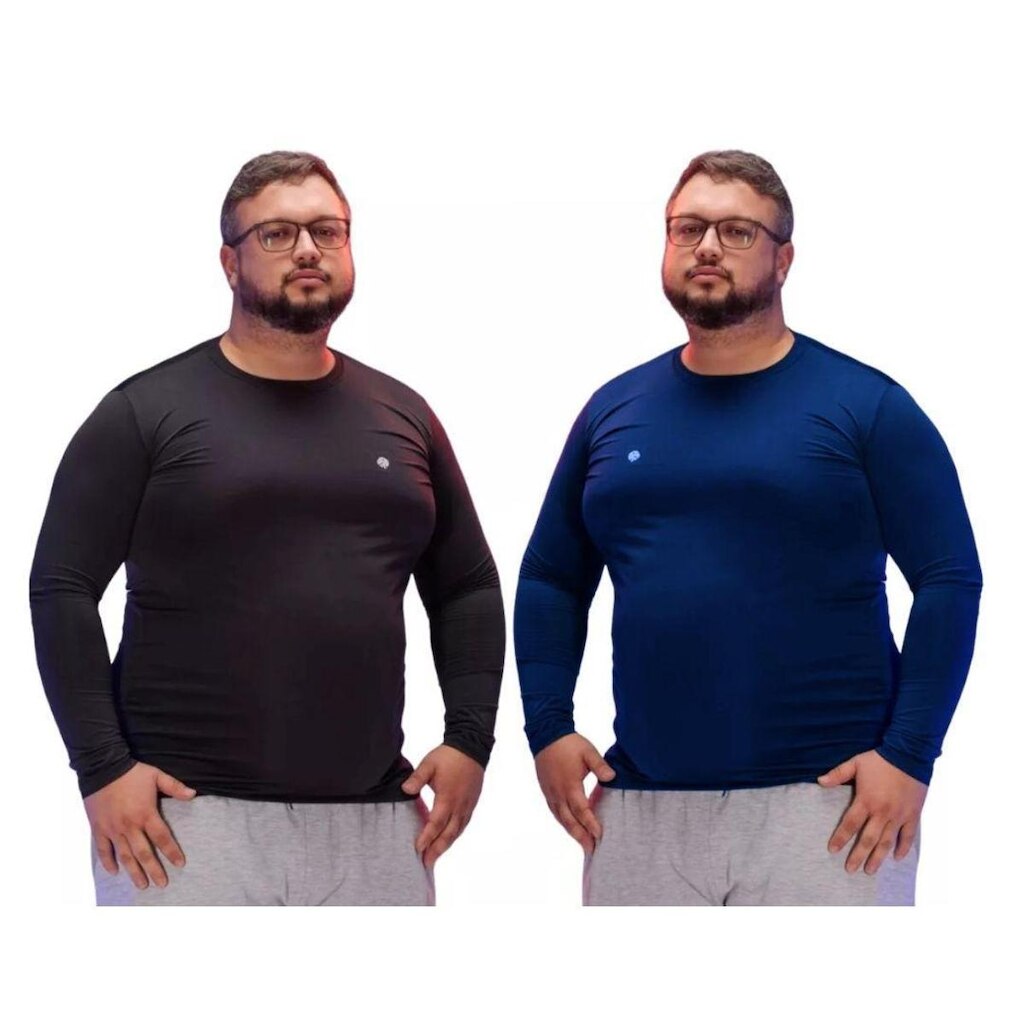 Kit 2 Camisas Térmica Masculina Plus Size Uv50+ Segunda Pele Proteção Solar