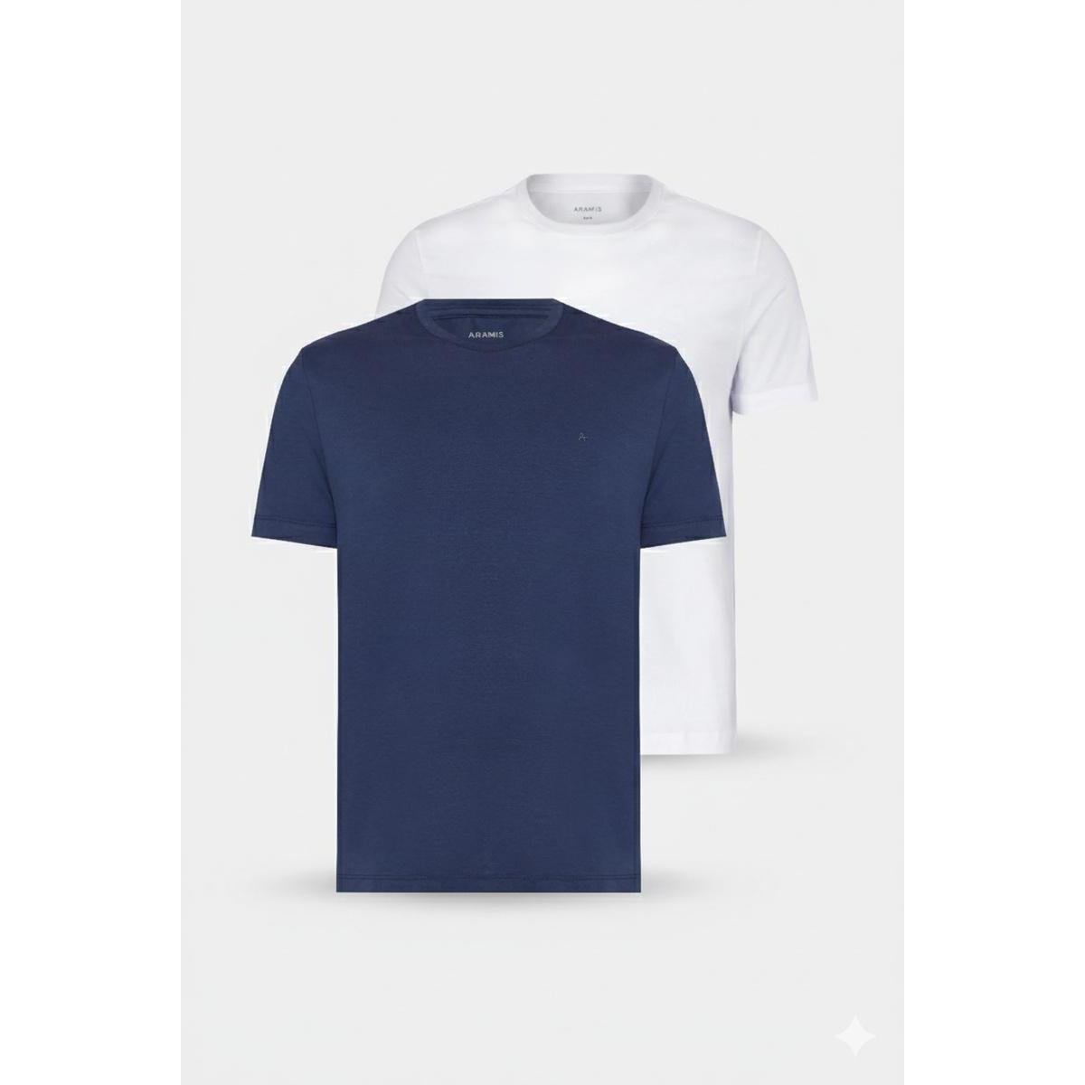 Kit 2 Camiseta Aramis Manga Curta New Basic Marinho e Branco Menor preço em Kit 2 Camiseta Aramis Manga Curta New Basic Marinho e Branco