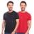 Kit 2 Camiseta Califórnia Lisa Básica Gola Canelada Reforçada Masculina - Preto+Vermelho