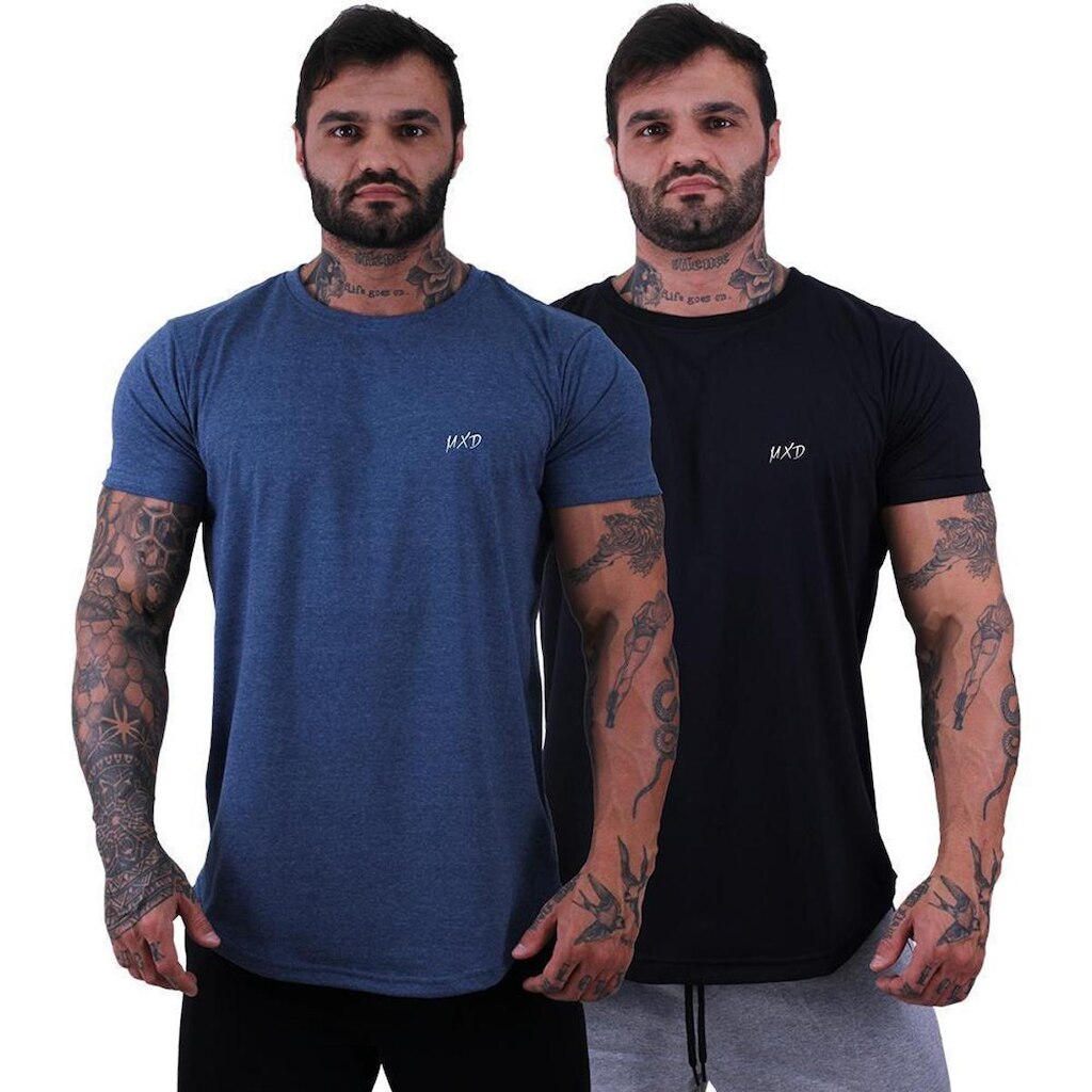 Kit 2 Camiseta Longline Masculina Estilo Básico Grife MXD