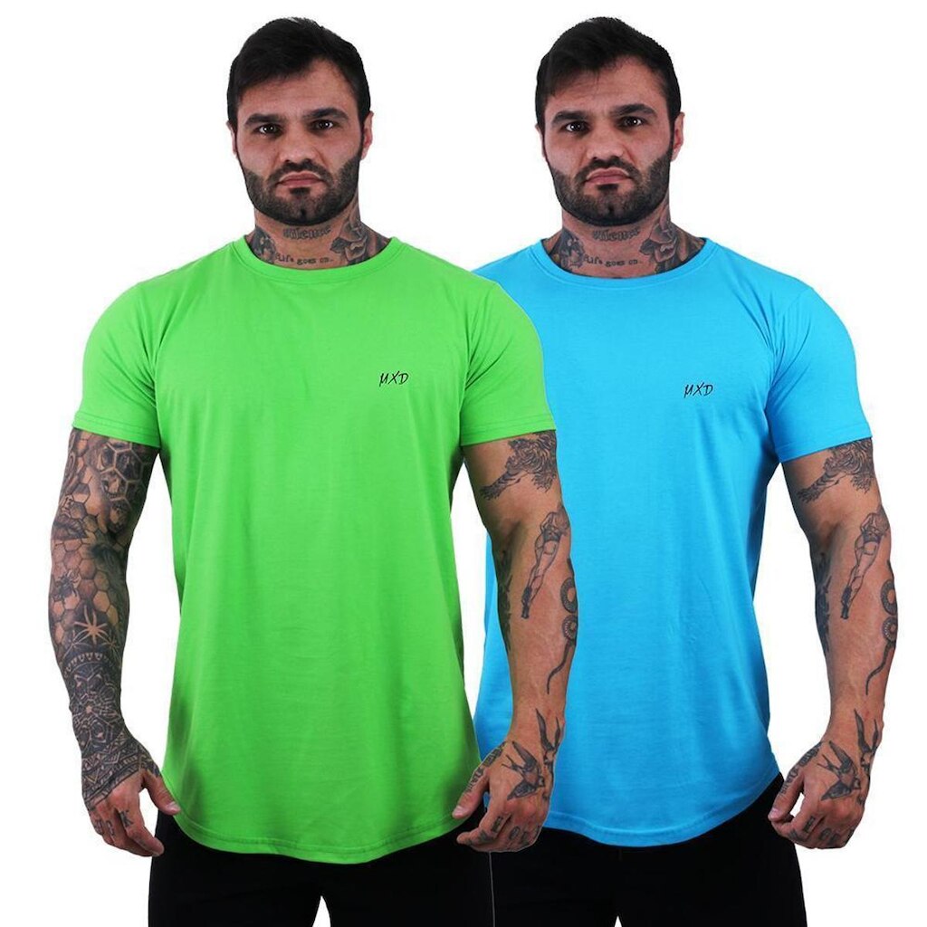 Kit 2 Camiseta Longline Masculina Estilo Básico Grife MXD