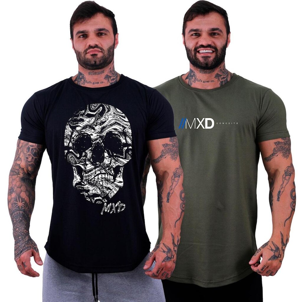 Kit 2 Camiseta Longline MXD Conceito Estampada Get Big Or Die Trying All We Have Is Now MMA