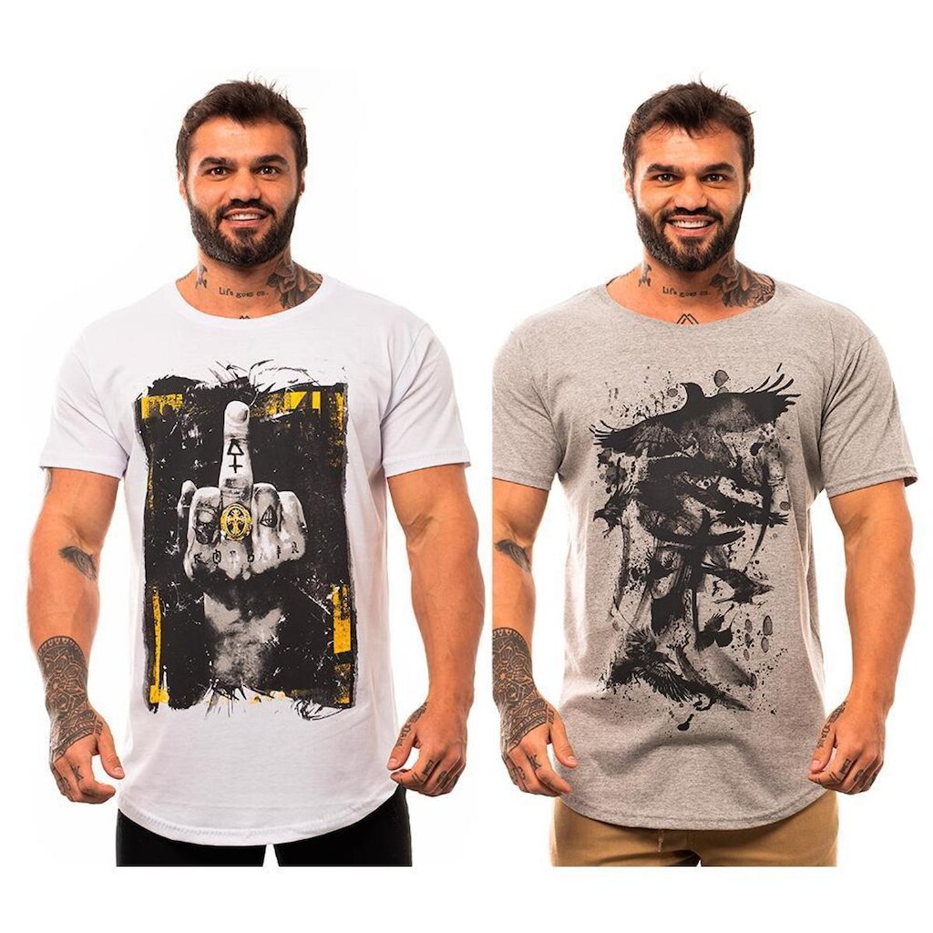 Kit 2 Camiseta Longline MXD Conceito Estampada Premium