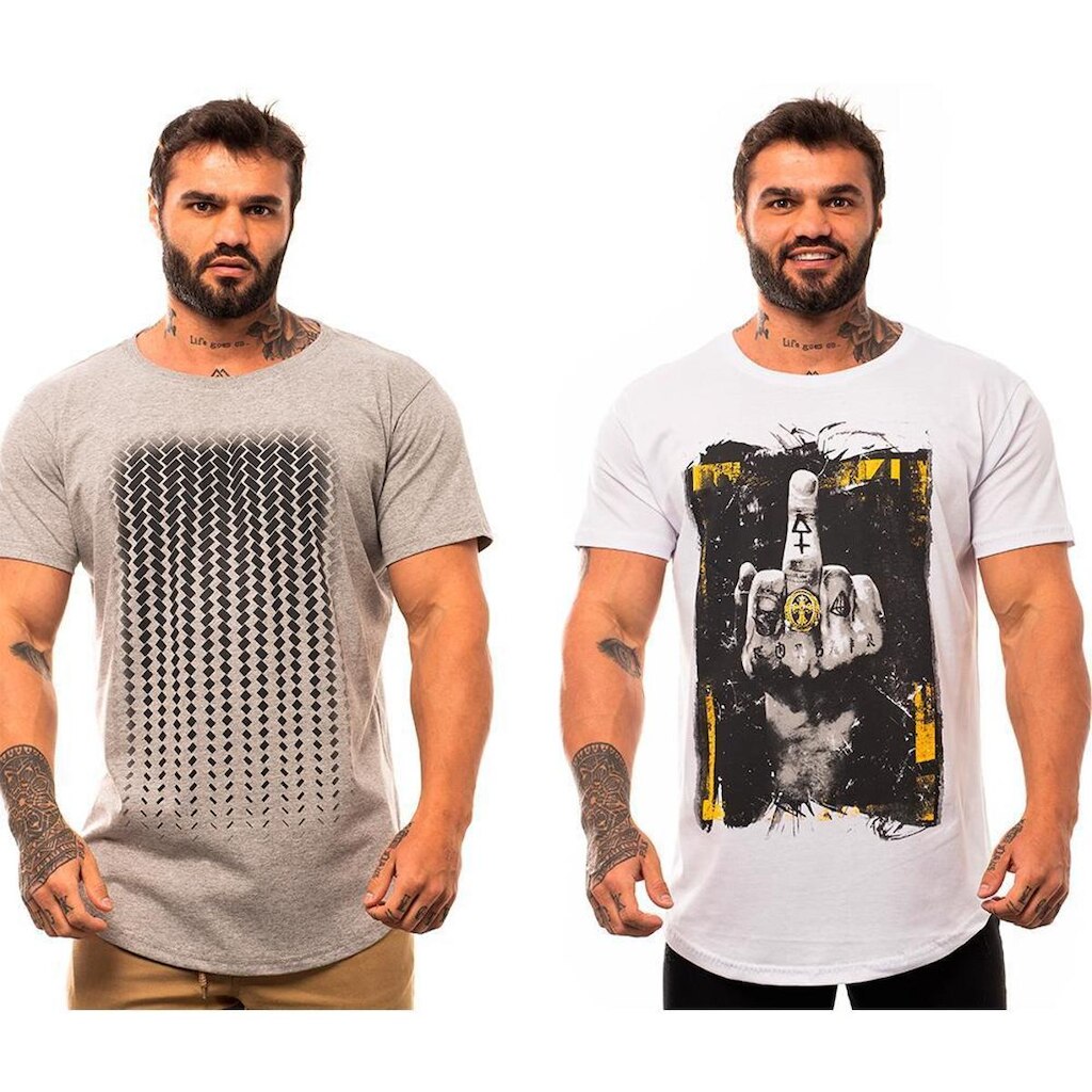 Kit 2 Camiseta Longline MXD Conceito Estampada Premium