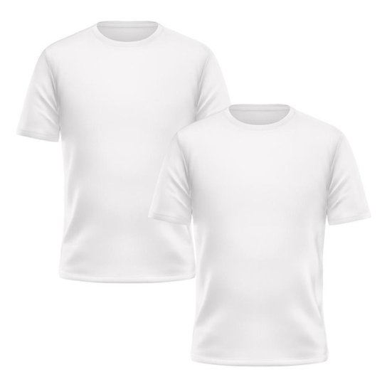 Kit 2 Camiseta Masculina DF Manga Curta Poliéster Básica Lisa Treino Academia Passeio Camiseta - Branco Menor preço em Kit 2 Camiseta Masculina DF Manga Curta Poliéster Básica Lisa Treino Academia Passeio Camiseta - Branco
