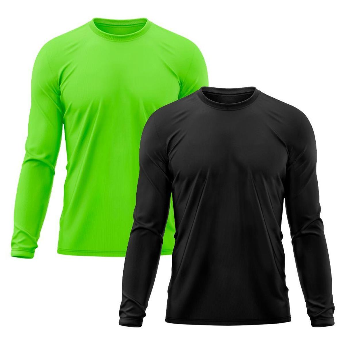 Menor preço em Kit 2 Camiseta Masculina Proteção Solar UV Térmica Praia Esporte Academia Tecido Dry Camisetas