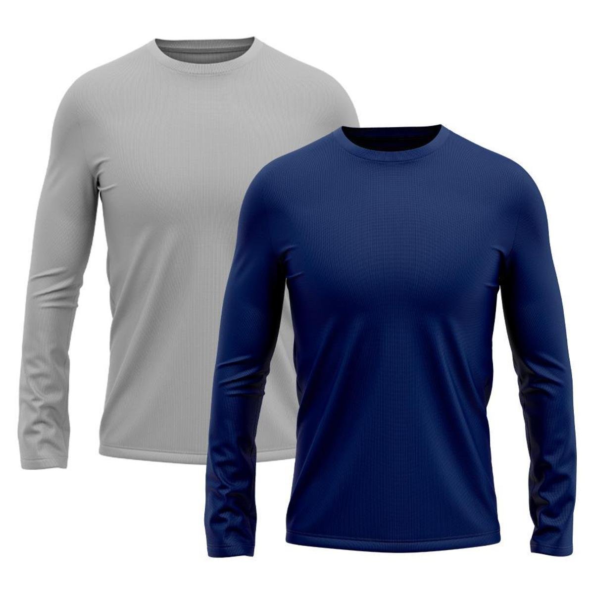 Kit 2 Camiseta Masculina Proteção UV Solar Camisa Térmica Dry Praia Ciclismo Esporte Camisetas