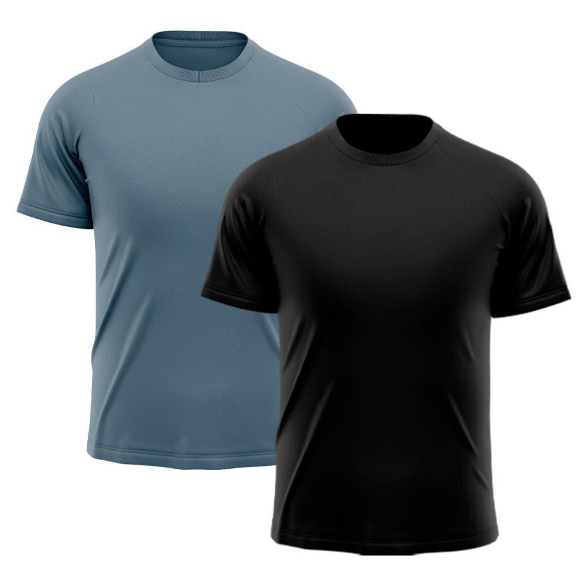 Kit 2 Camiseta Masculina Raglan Dry Proteção Solar UV Lisa Academia Ciclismo Esporte Camisetas