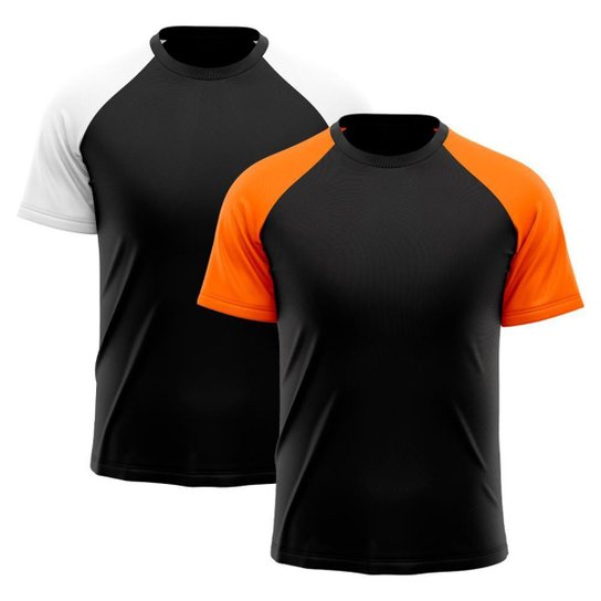 Kit 2 Camiseta Masculina Raglan Dry Proteção Solar UV Lisa Academia Ciclismo Esporte Camisetas - Laranja+Branco Menor preço em Kit 2 Camiseta Masculina Raglan Dry Proteção Solar UV Lisa Academia Ciclismo Esporte Camisetas - Laranja+Branco