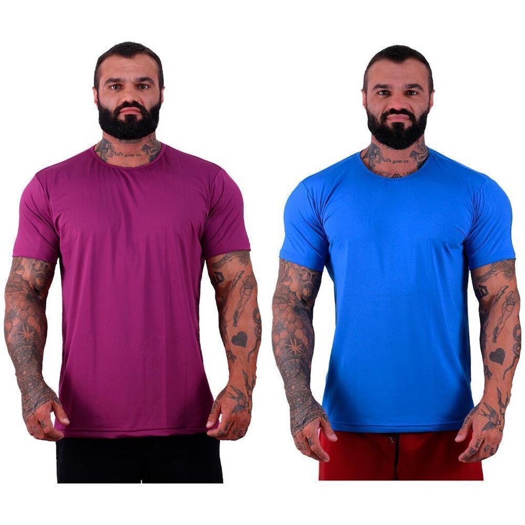 Kit 2 Camiseta Tradicional Mxd Conceito Dry Poliéster com Elastano Proteção Uv
