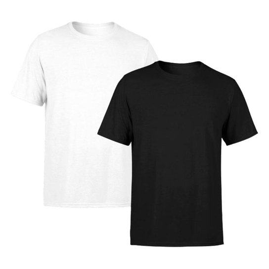Kit 2 Camisetas AMGK Masculina Lisa Premium 100% Algodão - Branco+Preto Menor preço em Kit 2 Camisetas AMGK Masculina Lisa Premium 100% Algodão - Branco+Preto