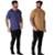 Kit 2 Camisetas Básicas Tecido Modal Casual Estilo Moderno - Azul+Caramelo