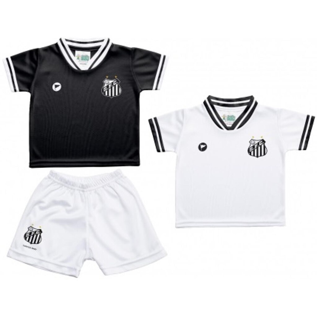 Kit 2 Camisetas Bebê Santos +  1 Short Torcida Baby