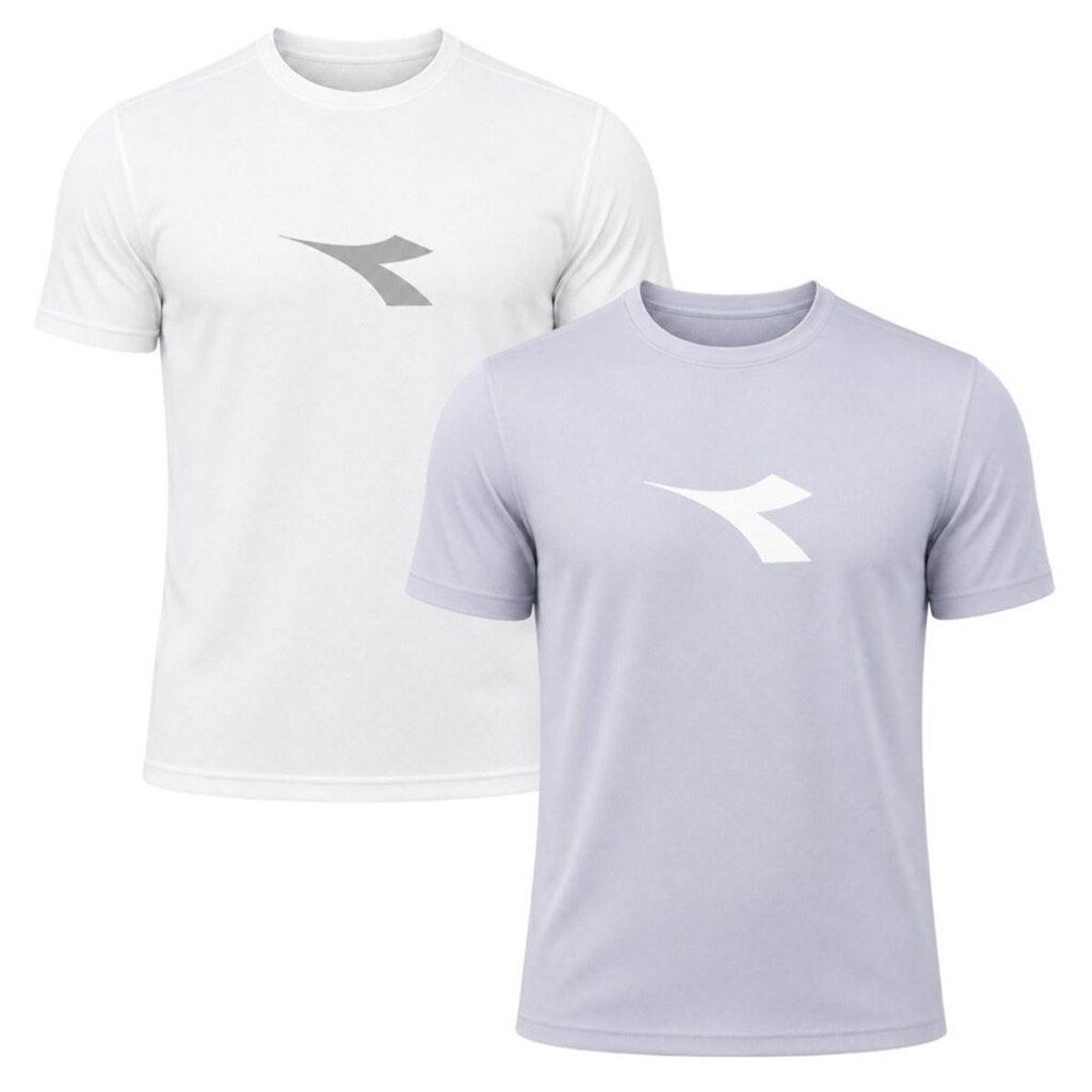 Kit 2 Camisetas Diadora Big Logo Masculino - Branco e Cinza P