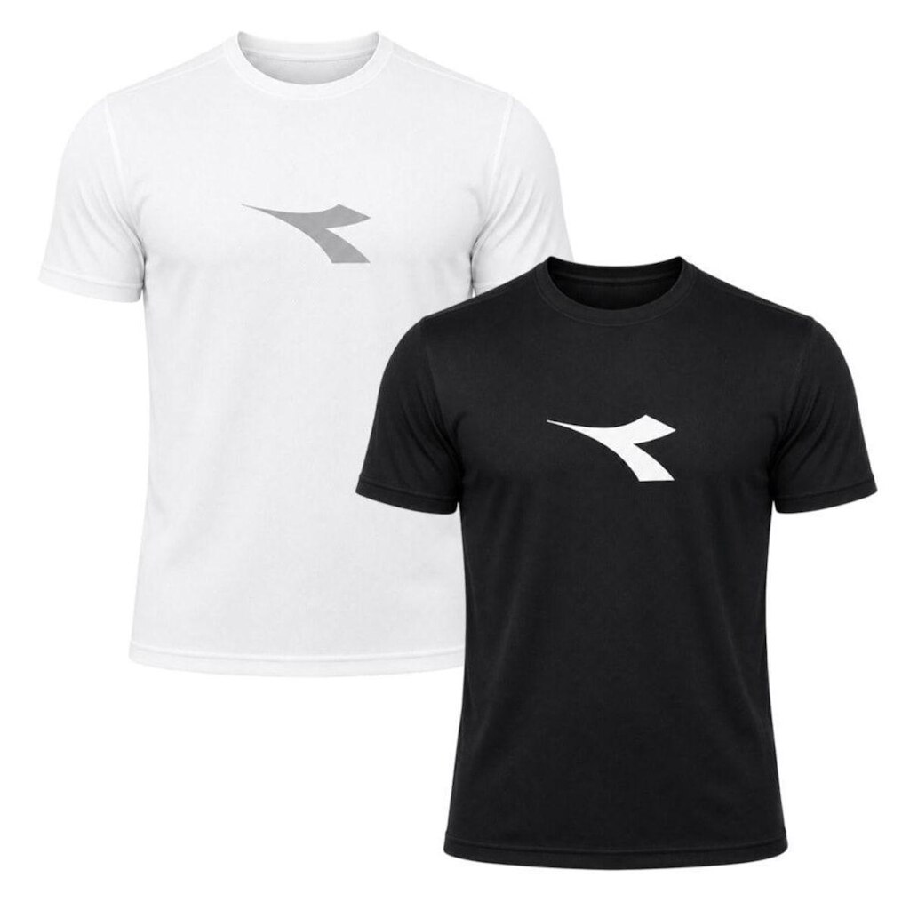 Kit 2 Camisetas Diadora Big Logo Masculino - Branco e Preto XGG