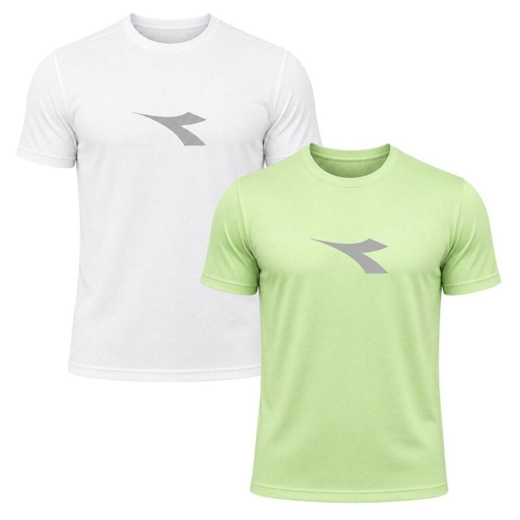 Kit 2 Camisetas Diadora Big Logo Masculino - Branco e Verde M