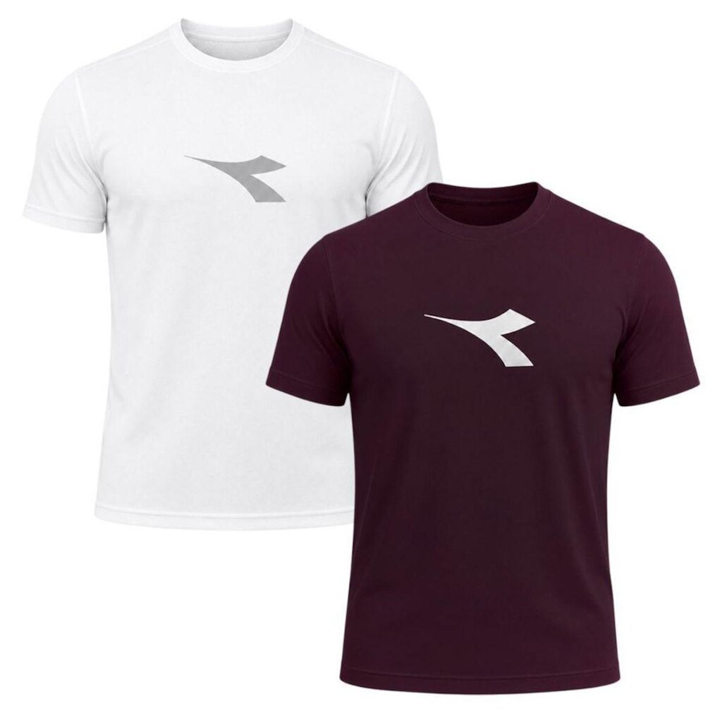 Kit 2 Camisetas Diadora Big Logo Masculino - Branco e Vermelho XGG