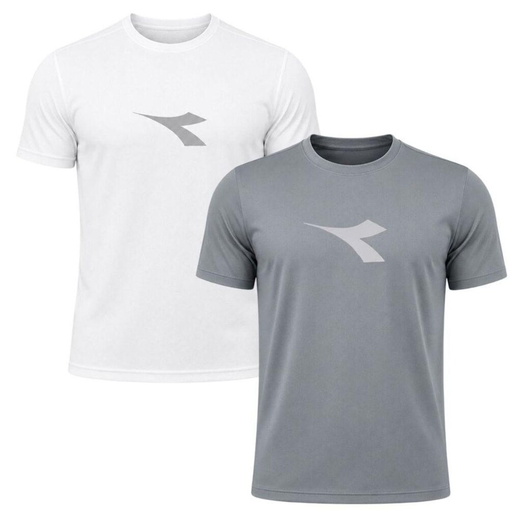 Kit 2 Camisetas Diadora Big Logo Masculino - Grafite e Branco G