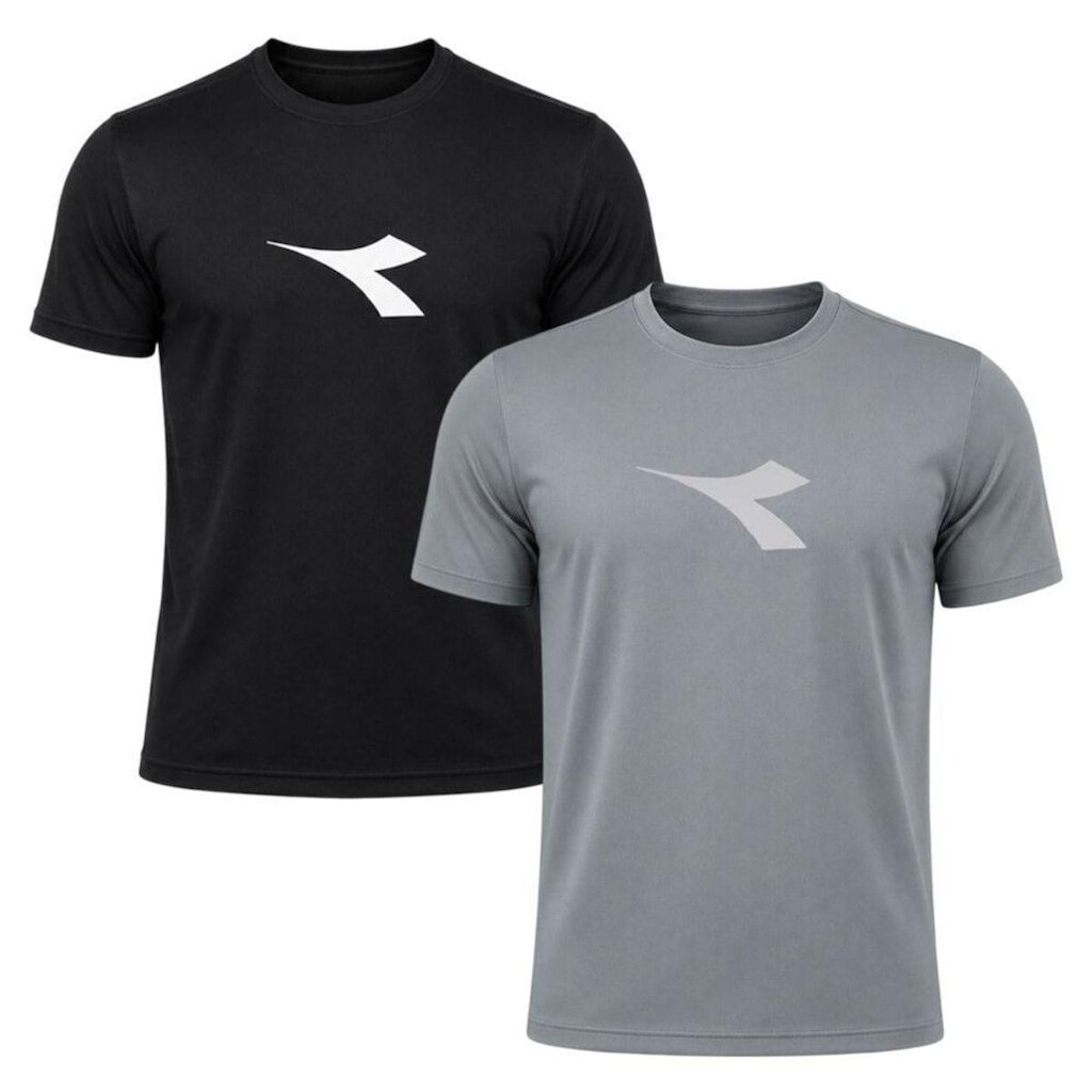 Kit 2 Camisetas Diadora Big Logo Masculino - Grafite e Preto M