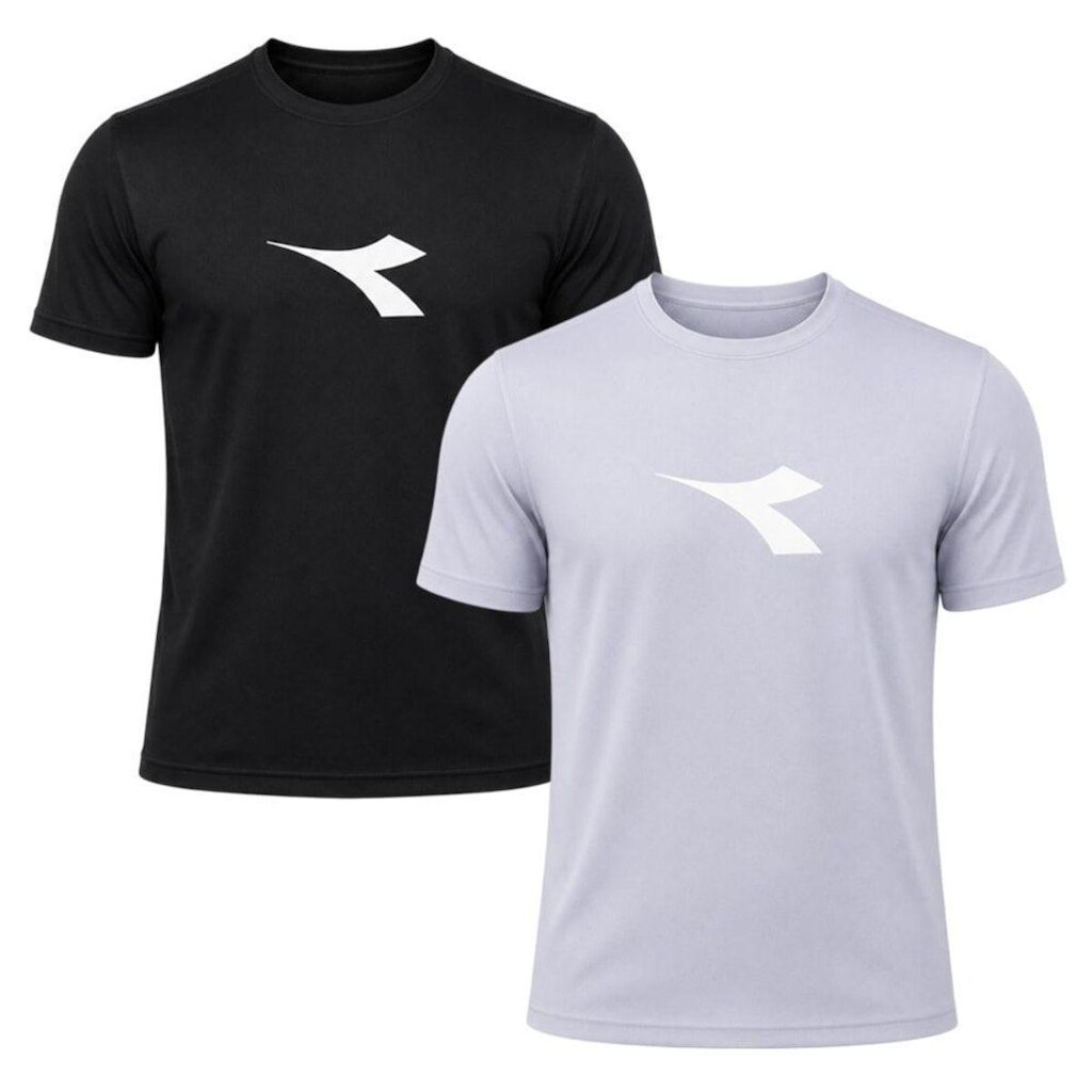 Kit 2 Camisetas Diadora Big Logo Masculino - Preto e Cinza M