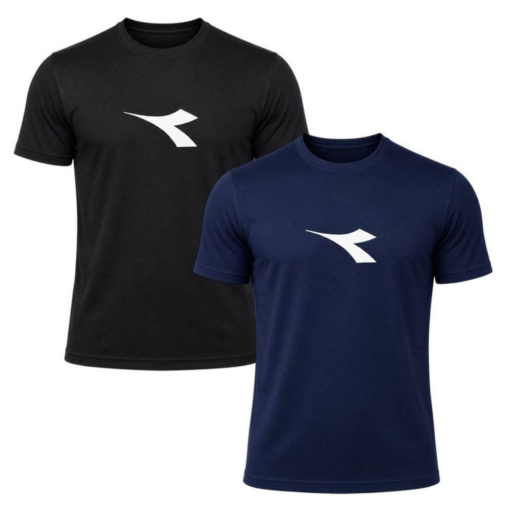 Kit 2 Camisetas Diadora Big Logo Masculino - Preto e Marinho XGG