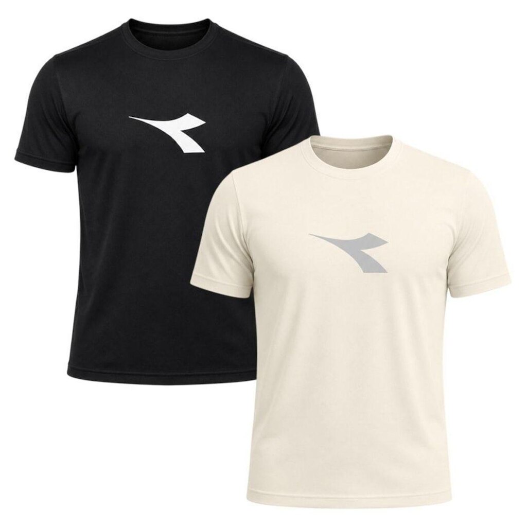 Kit 2 Camisetas Diadora Big Logo Masculino - Preto e Off White M