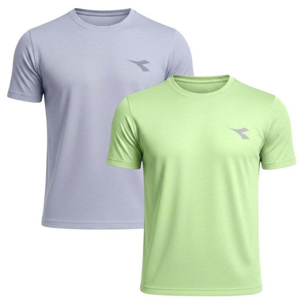 Kit 2 Camisetas Diadora Small Logo Masculina - Cinza e Verde GG