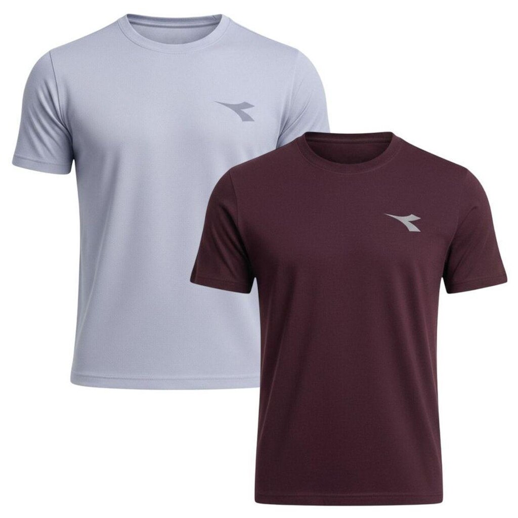 Kit 2 Camisetas Diadora Small Logo Masculina - Cinza e Vermelho GG