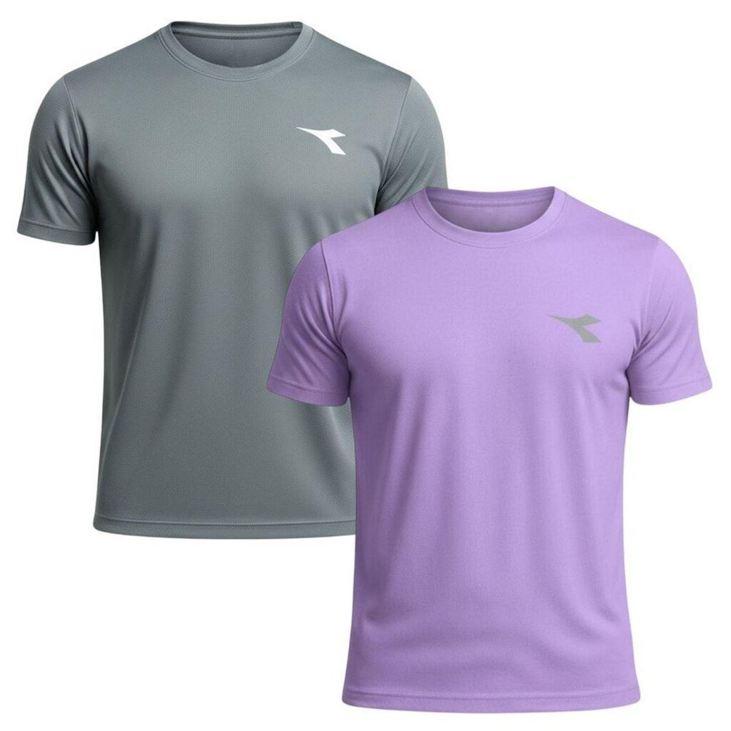 Kit 2 Camisetas Diadora Small Logo Masculina - Grafite GG