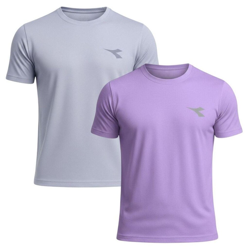 Kit 2 Camisetas Diadora Small Logo Masculina - Lilás G