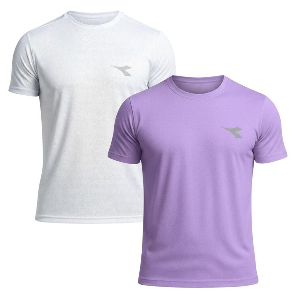Kit 2 Camisetas Diadora Small Logo Masculina - Lilás GG