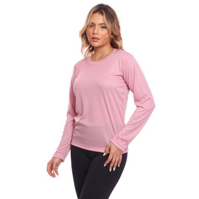 Kit 2 Camisetas Femininas Manga Longa Dry Proteção Uv