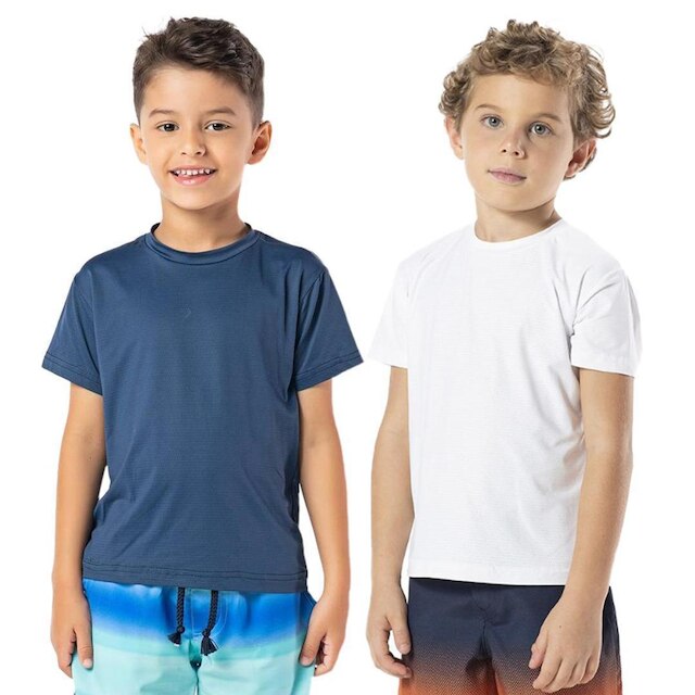 Kit 2 Camisetas Infantil Confortável Esportes Com Proteção Uv