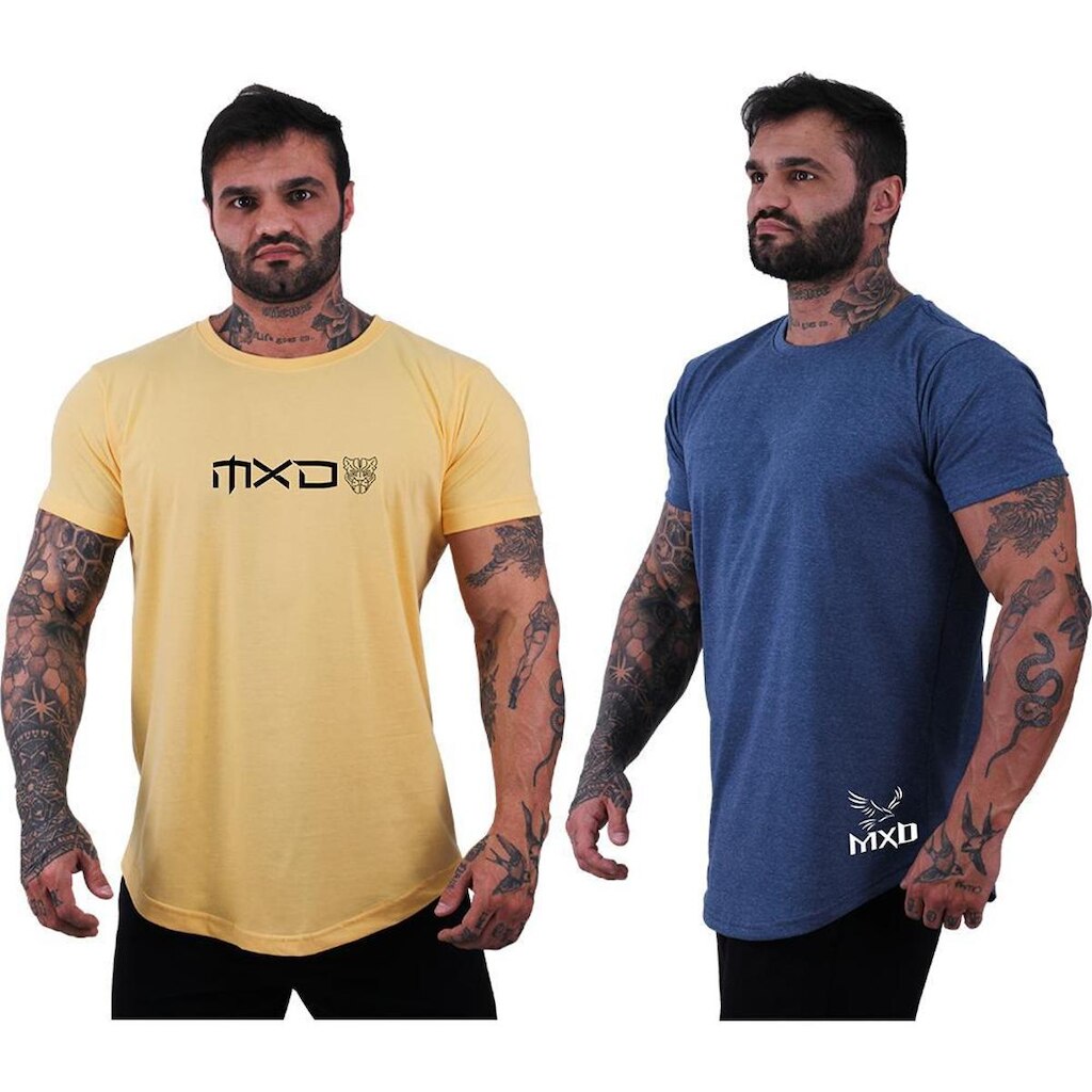 Kit 2 Camisetas Longline Masculina Básico Logos Diversas MXD