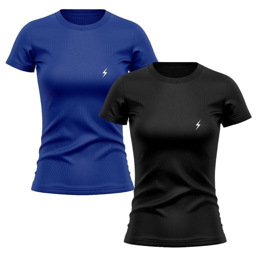 Kit 2 Camisetas Manga Curta 2 Raios Feminino