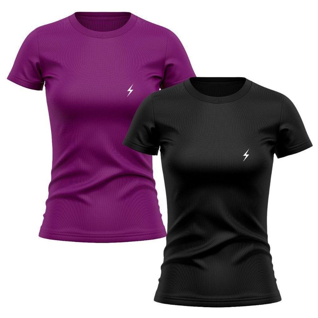 Kit 2 Camisetas Manga Curta 2 Raios Feminino