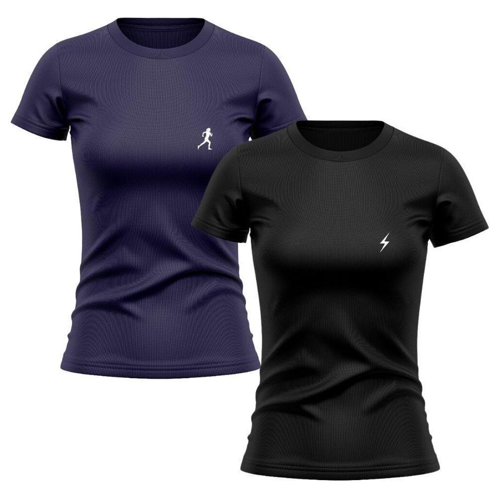 Kit 2 Camisetas Manga Curta Raio Feminino