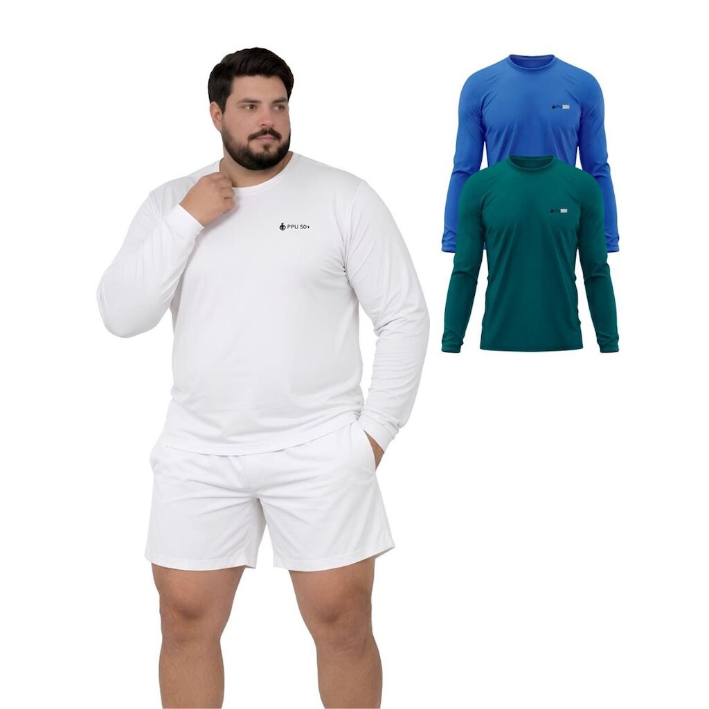 Kit 2 Camisetas Manga Longa Com Proteção UV FPS50 Plus Size
