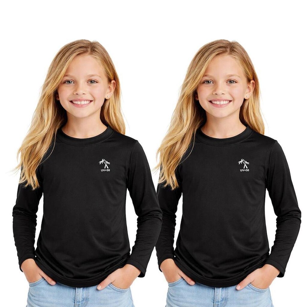 Kit 2 Camisetas Manga Longa Infantil Menina Proteção Solar UV 50 Poliamida