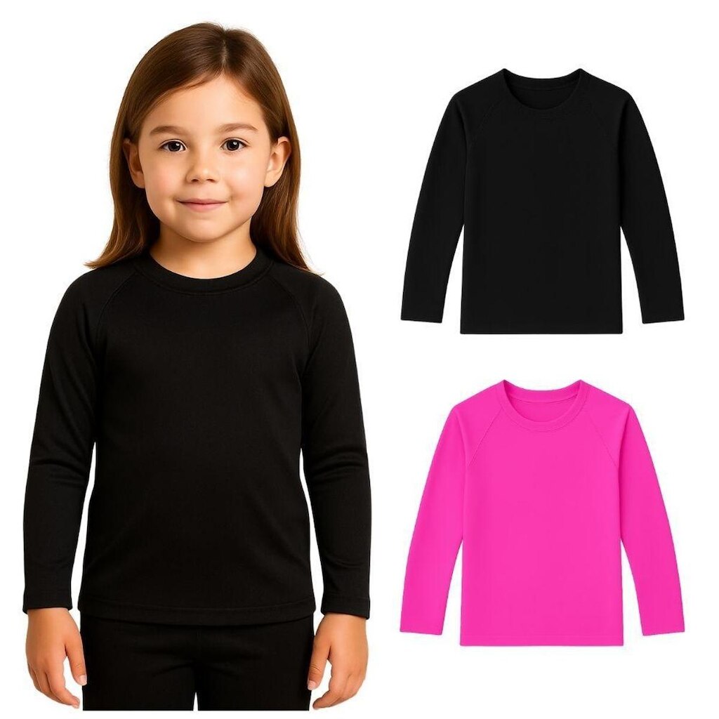 Kit 2 Camisetas Manga Longa Infantil Menina Proteção Solar