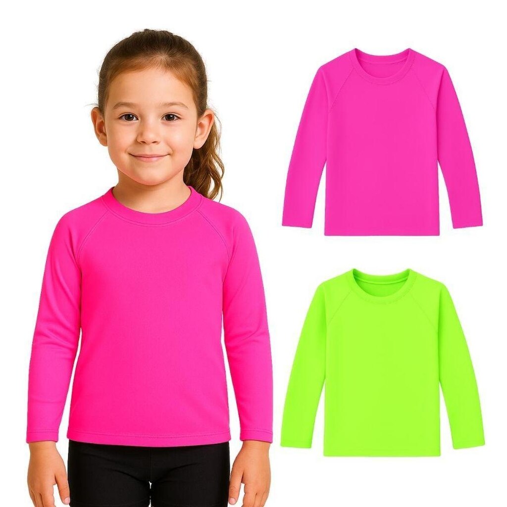 Kit 2 Camisetas Manga Longa Infantil Menina Proteção Solar