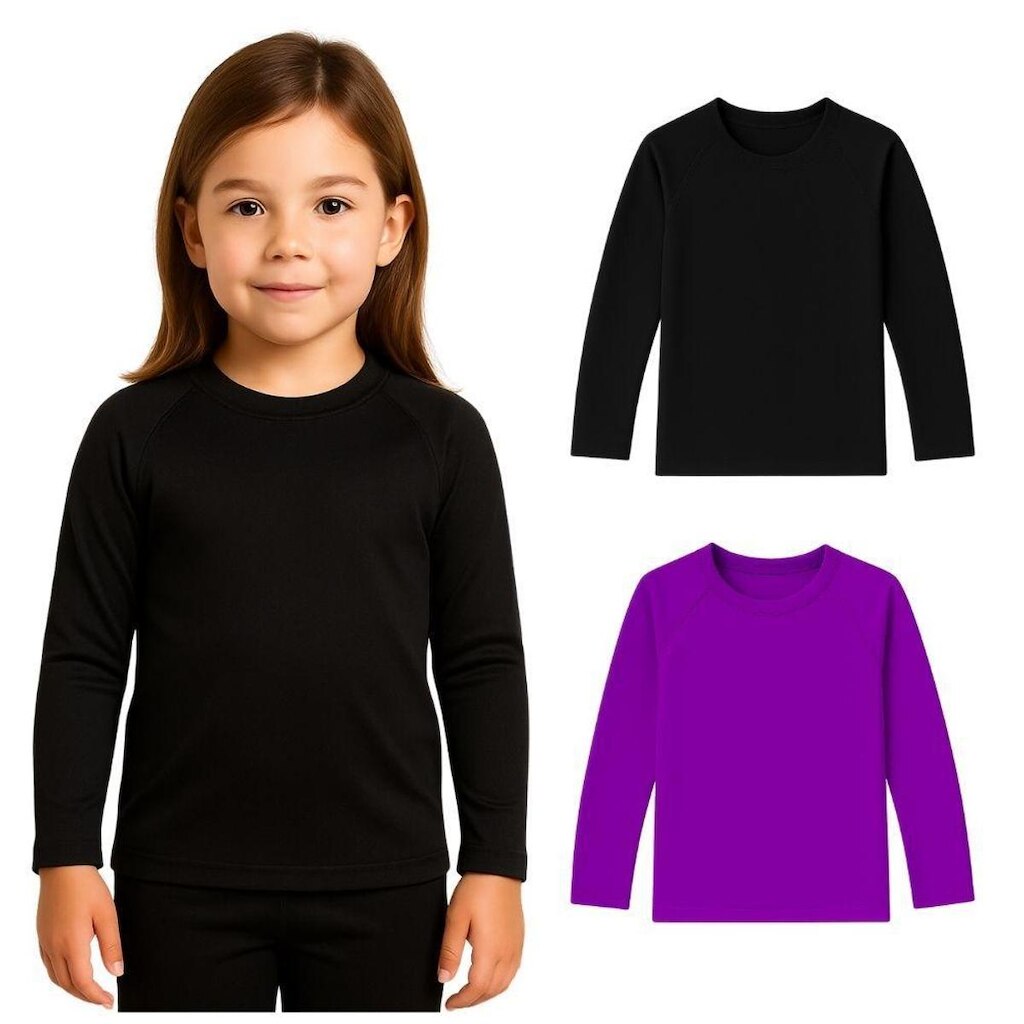 Kit 2 Camisetas Manga Longa Infantil Menina Proteção Solar