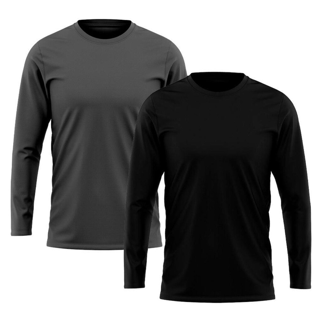 Kit 2 Camisetas Masculina Manga Longa Algodão Premium
