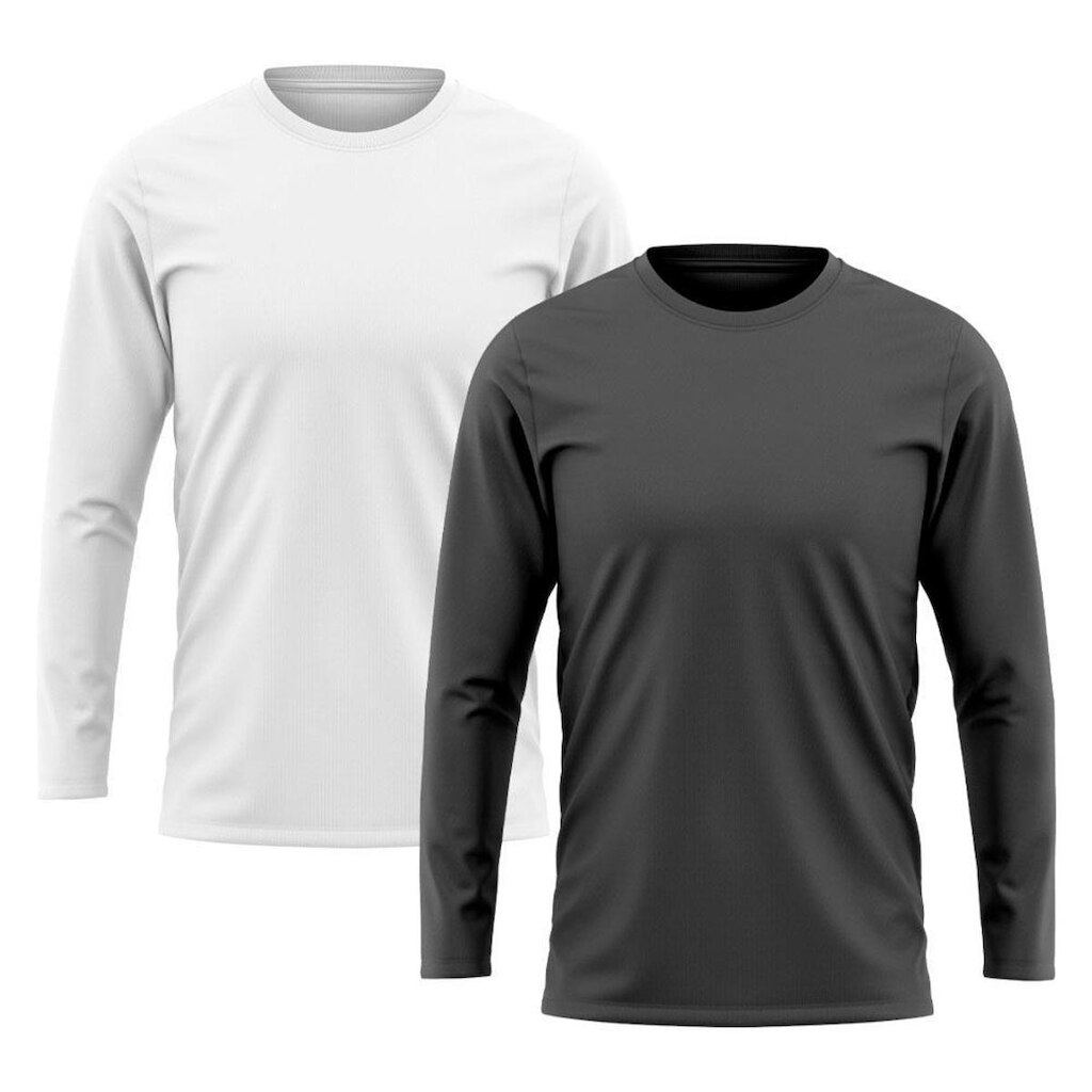 Kit 2 Camisetas Masculina Manga Longa Algodão Premium