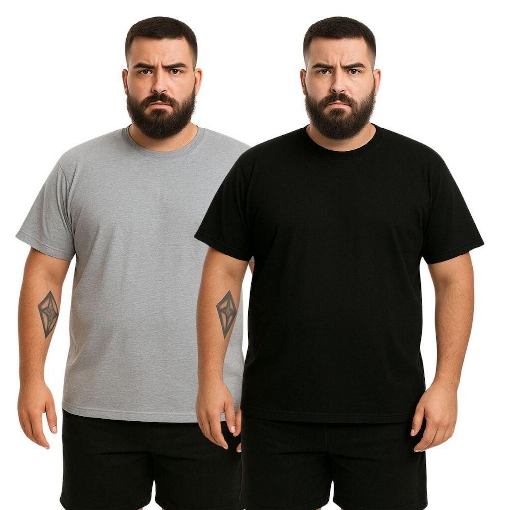 Kit 2 Camisetas Masculina Plus Size Lisa Algodão Premium