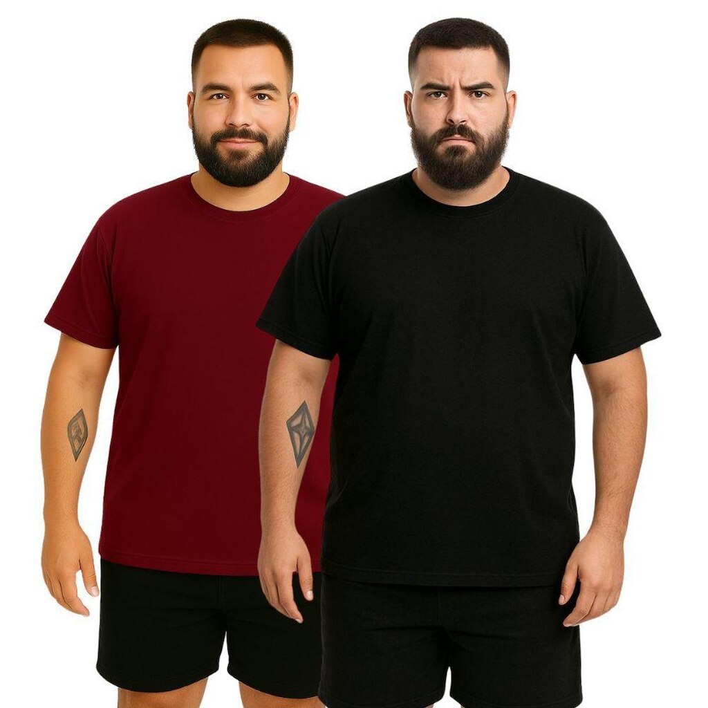Kit 2 Camisetas Masculina Plus Size Lisa Algodão Premium