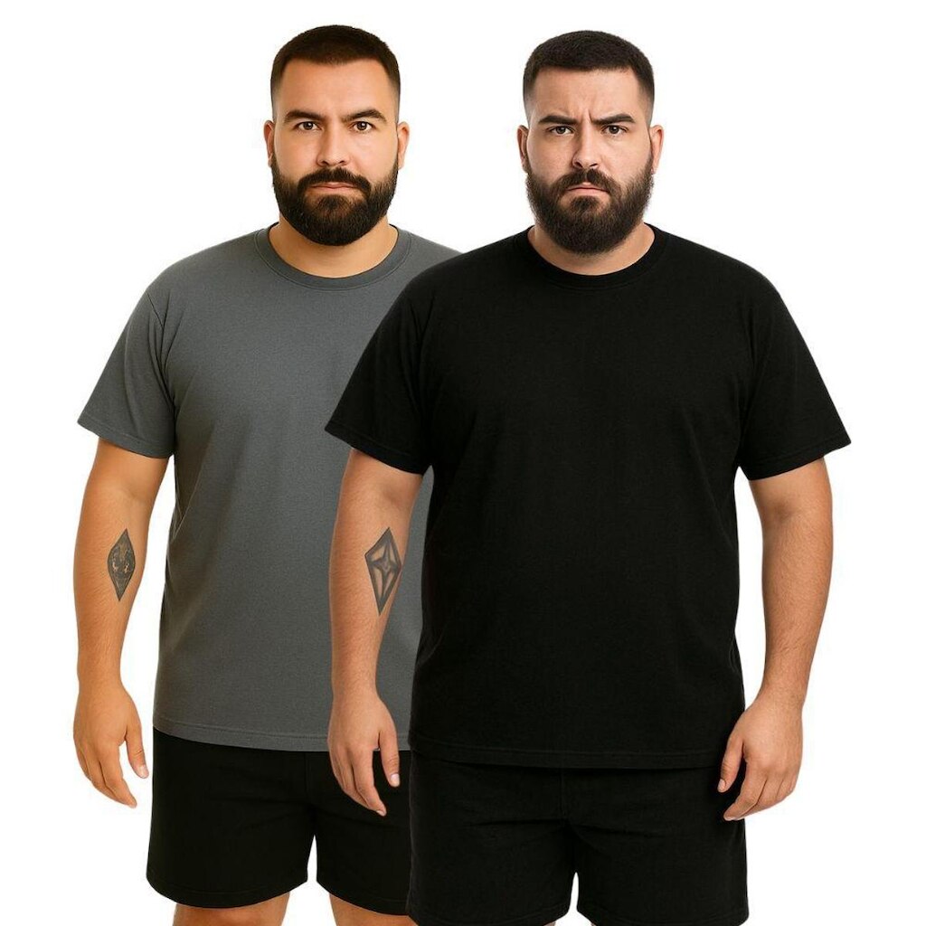 Kit 2 Camisetas Masculina Plus Size Lisa Algodão Premium